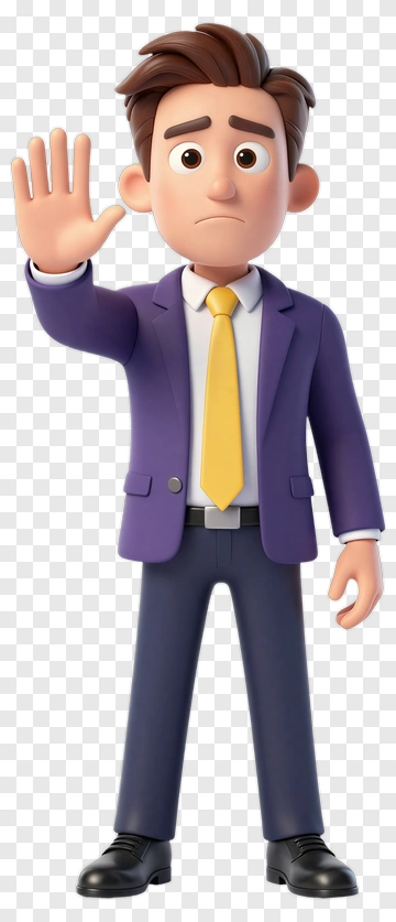 Cartoon Businessman Gesturing With Hand Raised PNG