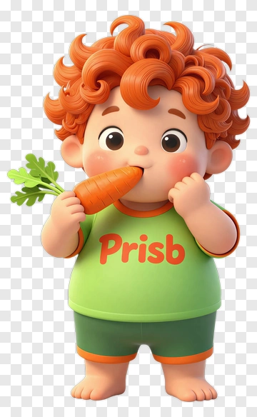 Cartoon Boy Holding A Carrot PNG