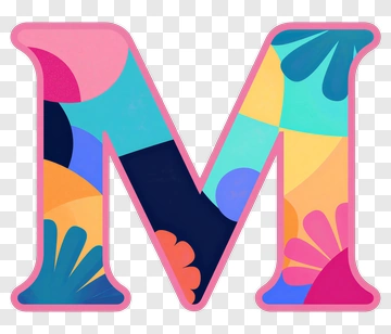 Colorful Letter M With Floral Design PNG