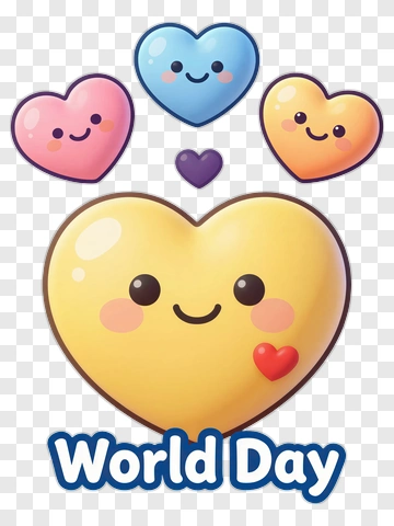 Colorful Cartoon Hearts For World Day PNG