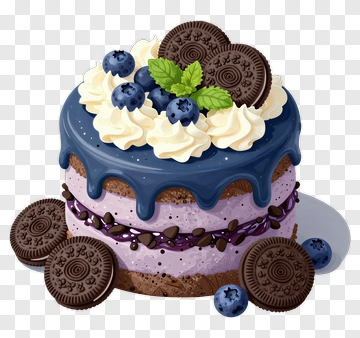 Delicious Chocolate Cream Cake With Blueberries And Oreos PNG