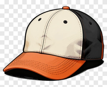 Baseball Cap With Orange And Black Design PNG