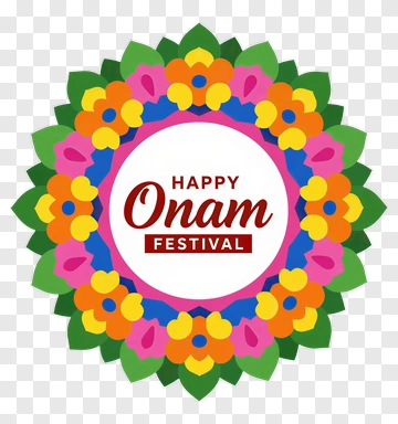 Happy Onam Festival Floral Design PNG