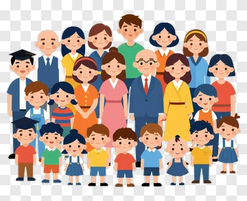 Cartoon Family Group Portrait PNG