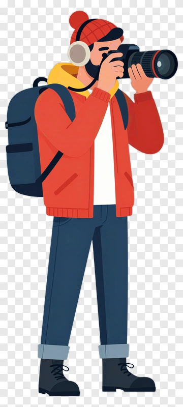 Cartoon Photographer Holding A Camera PNG