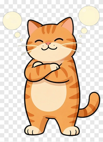 Cartoon Cat With A Happy Expression PNG