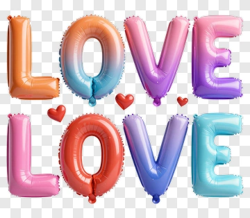 Colorful Love Balloons PNG