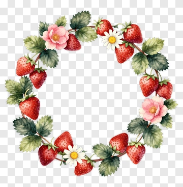 Strawberry Floral Wreath PNG