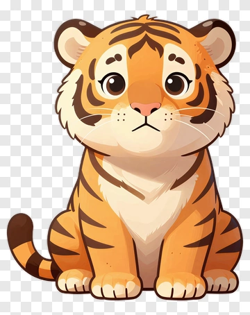 Cartoon Tiger Sitting PNG