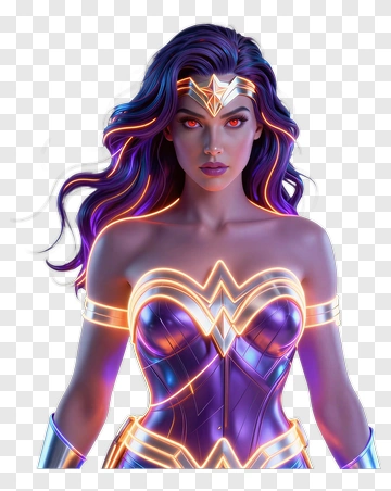 3D Superhero Woman In A Colorful Costume PNG