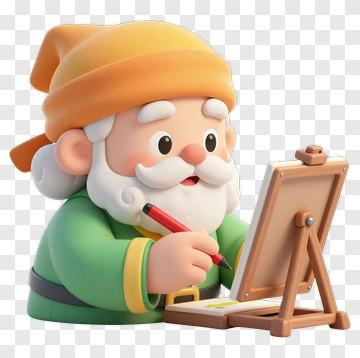3D Gnome Painting On An Easel PNG