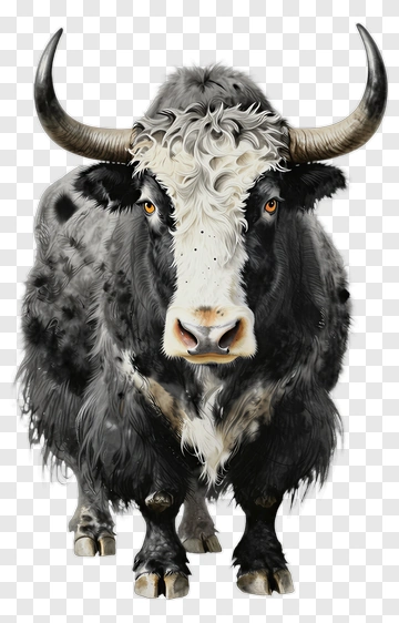 Realistic Black And White Yak PNG