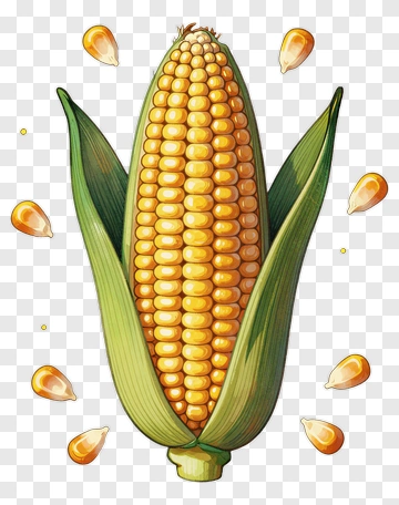 Corn Cob With Yellow Kernels PNG