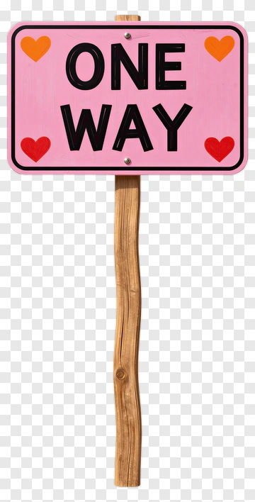 One Way Sign With Hearts PNG