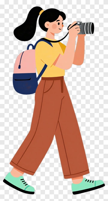 Young Woman Taking Photos With A Camera PNG