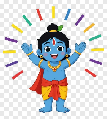 Cartoon Boy Celebrating With Colorful Rays PNG