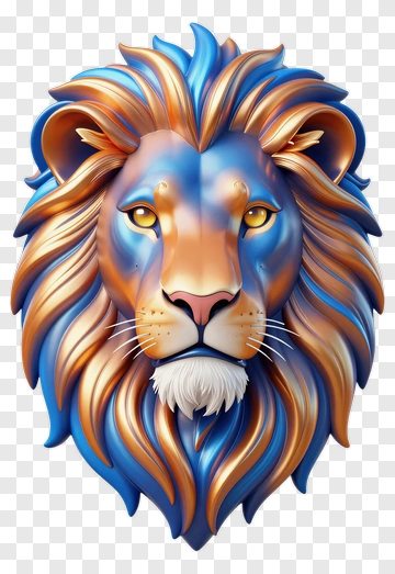 3D Lion Head With Colorful Mane PNG