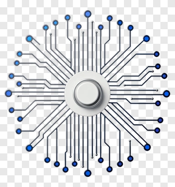 Abstract Circuit Design With Central Button PNG