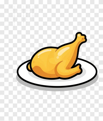 Cartoon Chicken Leg On A Plate PNG