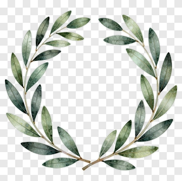 Watercolor Olive Leaf Wreath PNG