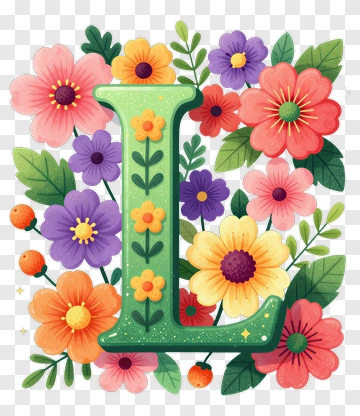 Floral Letter L Design PNG