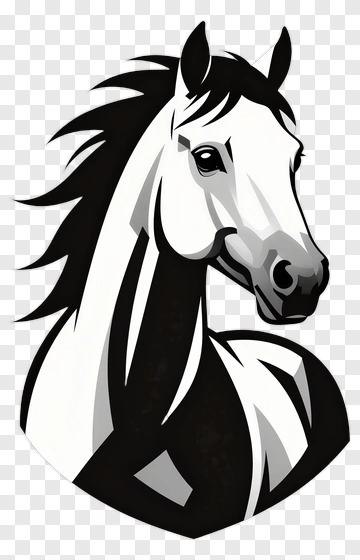 Stylized Black And White Horse Head PNG