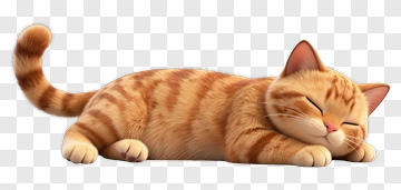 Cartoon Orange Cat Lying Down PNG