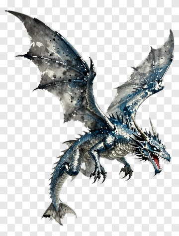 Watercolor Dragon With Wings PNG