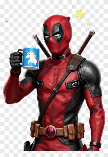 Deadpool Holding A Unicorn Mug PNG