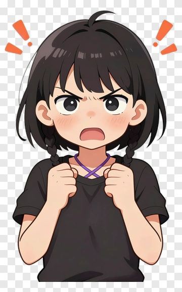 Angry Girl Expressing Frustration PNG