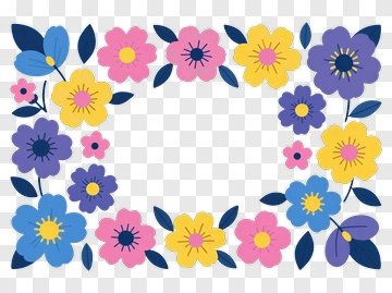 Colorful Floral Frame PNG