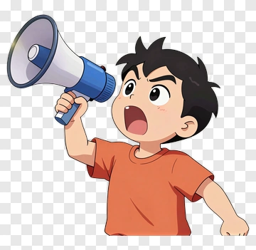 Cartoon Boy Holding A Megaphone PNG