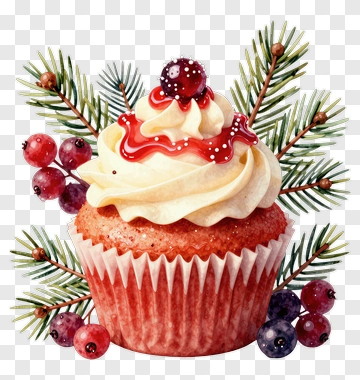 Cupcake With Frosting And Berries PNG