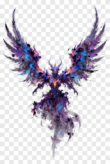 Fantasy Winged Creature With Colorful Effects PNG