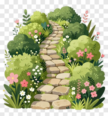 Pathway Through A Lush Garden PNG