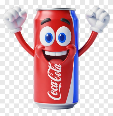 Cartoon Coca-Cola Can Character PNG