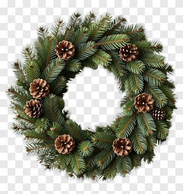 Christmas Wreath With Pine Cones PNG