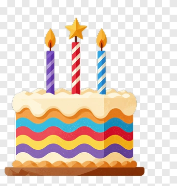 Colorful Birthday Cake With Candles PNG