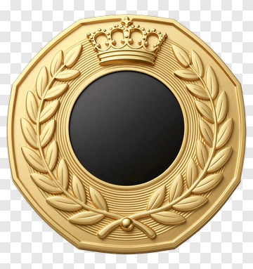Gold Medal With Crown And Laurel Wreath PNG