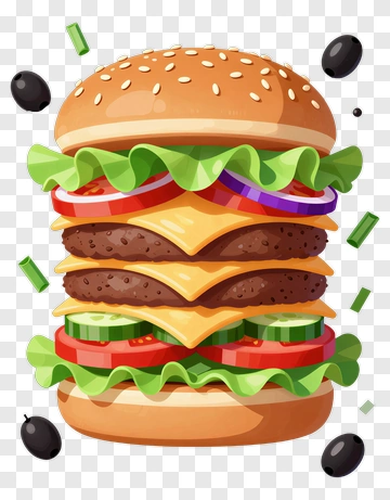 Delicious Hamburger With Fresh Ingredients PNG