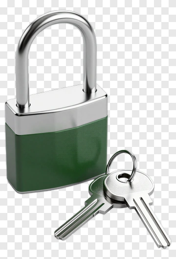 Green Padlock With Keys PNG