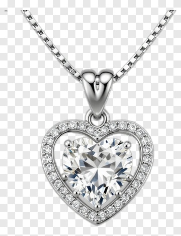 Silver Heart Pendant Necklace PNG