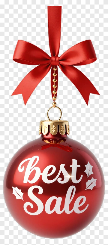 Red Christmas Ornament With Best Sale Text PNG