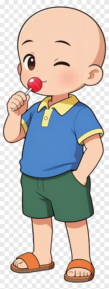 Cartoon Boy Holding A Lollipop PNG