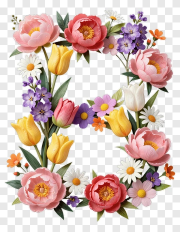 Floral Letter B PNG