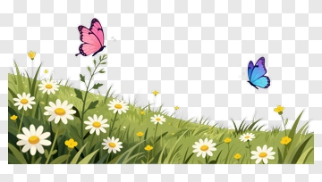 Colorful Butterflies Among Flowers PNG