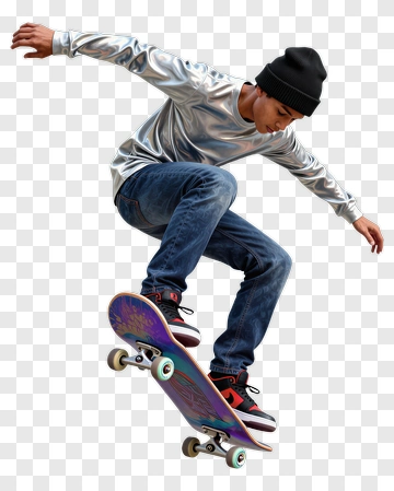 Skateboarder Performing A Trick PNG