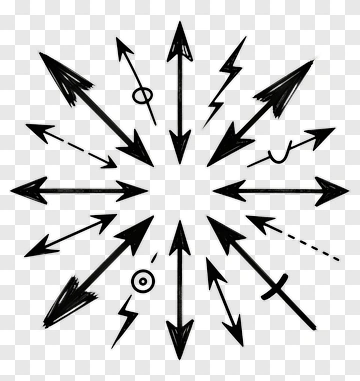 Black Arrows In Various Directions PNG