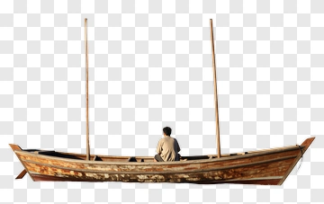 Person Sitting In A Wooden Boat PNG