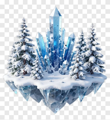 Ice Crystal Formation Surrounded By Snowy Trees PNG